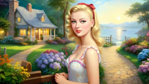 cartoon video game background,fairy tale character,girl in the garden,springtime background,dorthy,fantasy picture,spring background,children's background,cinderella,glinda,thumbelina,rapunzel,landscape background,summer background,girl in flowers,background image,flower background,anastasiadis,fantasy girl,mermaid background