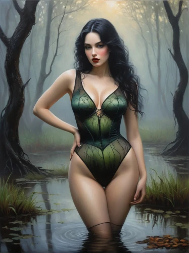 enchantress,the enchantress,dryad,dryads,rusalka,naiad,fantasy art,hekate,amazonian,fantasy picture,sirenia,faerie,crocodile woman,lethe,amazonia,fantasy woman,merfolk,sirene,ninfa,amazonica,Art,Classical Oil Painting,Classical Oil Painting 18