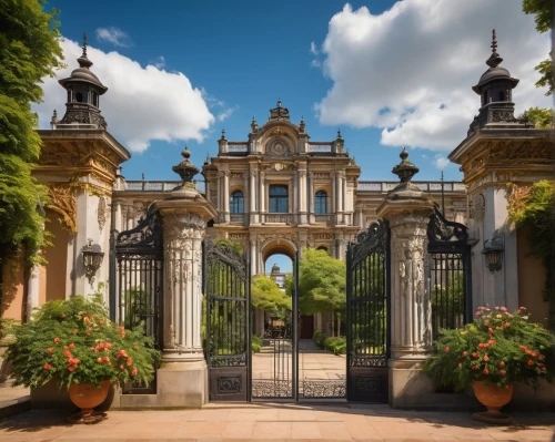 cliveden,witley,villa cortine palace,waddesdon,queluz,harlaxton,hermitage,gatehouses,front gate,somerleyton,seville,alcazar of seville,ingestre,certosa,water palace,gates,sanssouci,belvedere,clandon,potsdam,Art,Artistic Painting,Artistic Painting 50