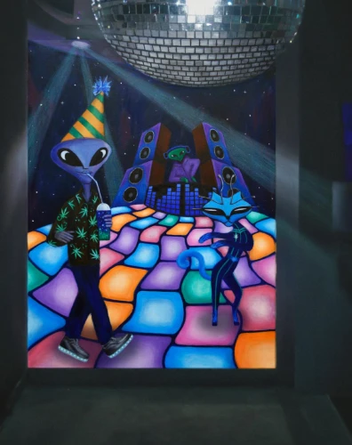 disco,dancefloor,disco ball,mirror ball,prism ball,mirrorball,spaceland,nightclub,dance club,discotheque,ufo interior,epcot ball,epcot spaceship earth,dancefloors,danspace,eurodisco,party lights,zooropa,popmart,party decoration