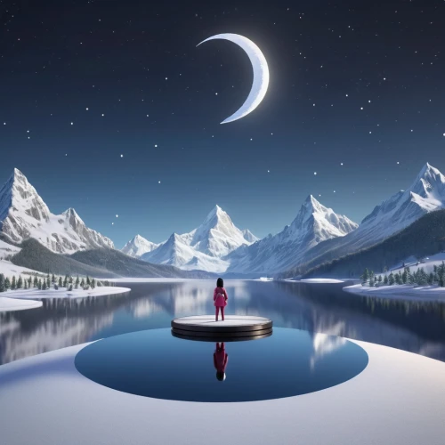 moon and star background,moonlit night,moonlight,moonwalked,fantasy picture,circumboreal,moon seeing ice,reflectional,earth rise,mirror water,youtube background,infinite snow,dreamfall,moonlit,reflection in water,full hd wallpaper,disneynature,cartoon video game background,moon walk,winter background,Unique,3D,3D Character