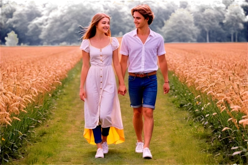vintage boy and girl,girl and boy outdoor,young couple,wheatfield,footloose,vintage man and woman,tropico,two meters,corn field,straw field,cornfields,honeymoon,wheat field,madding,cornfield,wheatfields,beautiful couple,fields,video film,two people,Illustration,Realistic Fantasy,Realistic Fantasy 42