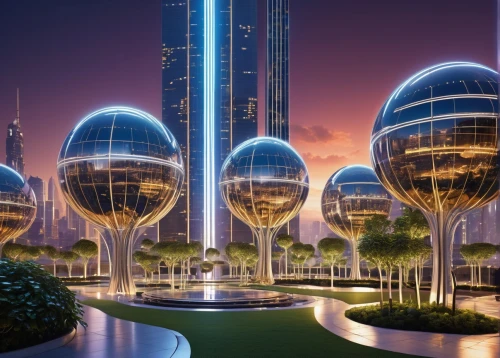 dubia,dubay,futuristic architecture,dubai garden glow,largest hotel in dubai,khalidiya,dubailand,united arab emirates,esteqlal,jumeirah,aldar,dubai,emaar,damac,odomes,mubadala,tallest hotel dubai,spheres,domes,futuristic landscape,Conceptual Art,Sci-Fi,Sci-Fi 19