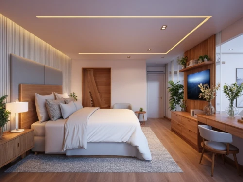 modern room,3d rendering,modern decor,interior modern design,room lighting,contemporary decor,render,smart home,interior decoration,penthouses,sleeping room,ceiling lighting,bedroom,guestrooms,bedrooms,smartsuite,interior design,led lamp,headboards,guest room,Photography,General,Realistic