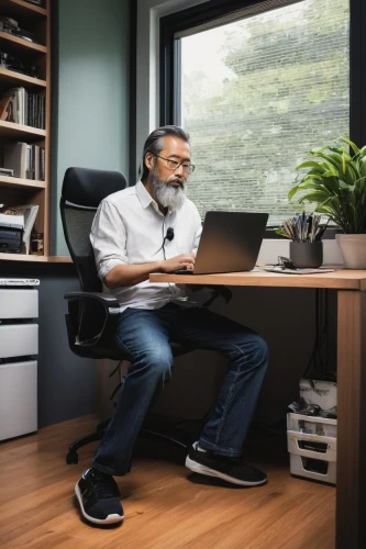 man with a computer,standing desk,telecommuter,telecommuting,office chair,telehealth,telepsychiatry,blur office background,telemedicine,modern office,office desk,in a working environment,working space,telecommute,ergonomics,creative office,remote work,distance learning,work at home,ergonomically,Illustration,Japanese style,Japanese Style 10