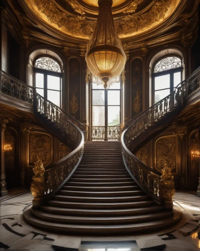 staircase,winding staircase,versailles,circular staircase,ornate room,grandeur,staircases,outside staircase,ornate,europe palace,opulence,cochere,chateauesque,royal interior,baroque,spiral staircase,palatial,opulently,the palace,stairs,Illustration,Abstract Fantasy,Abstract Fantasy 18