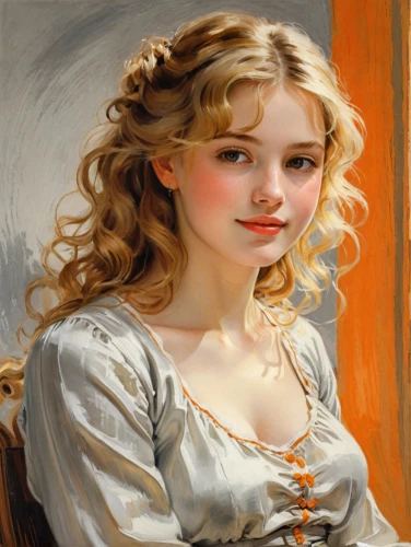 young girl,portrait of a girl,girl portrait,young woman,perugini,nelisse,young lady,romantic portrait,cosette,girl with cloth,principessa,girl in cloth,oil painting,blond girl,blonde woman,timoshenko,gekas,girl sitting,pittura,mystical portrait of a girl,Art,Classical Oil Painting,Classical Oil Painting 42