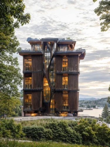 tree house hotel,mainau,mohonk,kimmelman,cubic house,trondheim,futuroscope,wooden sauna,geneva,cube stilt houses,ohsu,cube house,mirror house,timber house,tree house,kripalu,treehouses,geneve,bregenz,treehouse,Architecture,General,Modern,Elemental Architecture