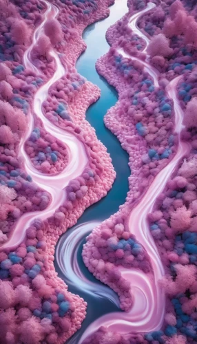 acid lake,lava river,a river,river landscape,water waves,flowing water,waterscape,streams,purple landscape,aura river,river delta,water scape,flowing creek,virtual landscape,ice landscape,rivers,rapids,japanese waves,coral swirl,riverbeds,Illustration,Realistic Fantasy,Realistic Fantasy 02