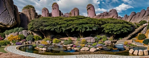 stereocenter,fairy village,topiaries,garden of plants,miniland,topiary,stone garden,terraformed,garden by the bay,fairy world,fantasyland,scandia gnomes,biopiracy,fantasy world,imaginationland,gaudi park,decorative fountains,diorama,walt disney world,gondwanaland