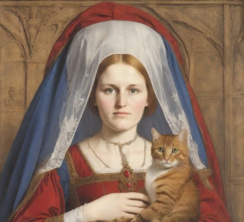 memling,gothic portrait,bronzino,catharine,catesby,cat portrait,portrait of a girl,khnopff,portrait of a woman,portrait of christi,catiline,antonello,cat european,ginger cat,latynina,red tabby,noblewoman,perugino,romantic portrait,corday
