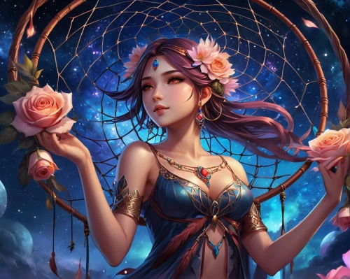 zodiac sign libra,rosa 'the fairy,fairie,liliana,dreamcatcher,libra,dream catcher,flower fairy,fantasy portrait,zodiac sign gemini,persephone,elven flower,flora,diwata,megara,magicienne,esmeralda,flowers celestial,zodiac sign leo,virgo,Illustration,Realistic Fantasy,Realistic Fantasy 01