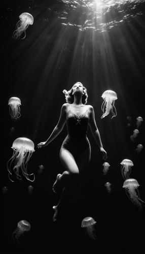 undersea,sirene,underwater background,amphitrite,nereids,deep sea,deep ocean,naiads,underwater world,submersion,believe in mermaids,submerge,underwater,submersed,photo session in the aquatic studio,mermaids,deepsea,naiad,submerging,submerges,Photography,Black and white photography,Black and White Photography 08