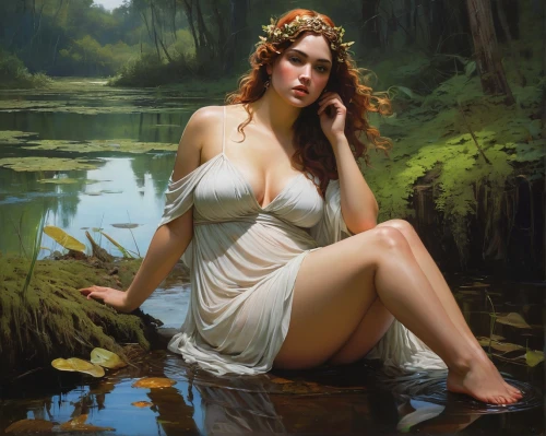 water nymph,kupala,amphitrite,naiad,girl on the river,rusalka,ophelia,ninfa,the blonde in the river,narcisse,nereid,naiads,hylas,dryad,persephone,galatea,melusine,fantasy art,maenad,maenads,Conceptual Art,Fantasy,Fantasy 15