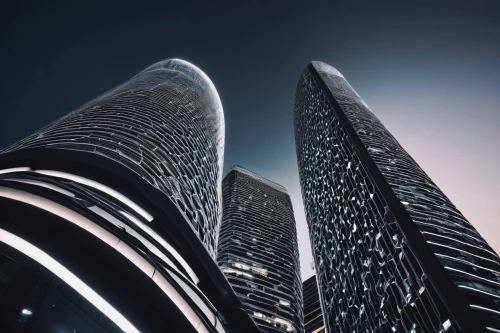 futuristic architecture,arcology,skyscapers,urban towers,guangzhou,tall buildings,skyscraping,ctbuh,morphosis,futuristic landscape,supertall,skyscrapers,doha,highrises,azrieli,skyscraper,cybercity,xujiahui,vdara,oscorp,Illustration,Black and White,Black and White 09