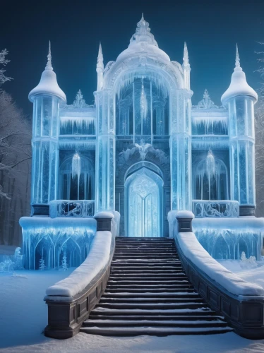 ice castle,white temple,fairy tale castle,fairytale castle,icewind,snow house,winter house,winterplace,jotunheim,snowhotel,hoarfrost,eternal snow,refrozen,winter wonderland,ice queen,ice curtain,water palace,frozen,winterland,ghost castle,Art,Classical Oil Painting,Classical Oil Painting 39