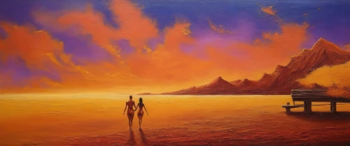 flaming mountains,desert landscape,danxia,oil painting on canvas,sea landscape,lake of fire,oil painting,dune landscape,desert desert landscape,beach landscape,oil on canvas,volcanic landscape,seascape,orange sky,navajo bay,senja,dune sea,coastal landscape,art painting,red sea,Illustration,Realistic Fantasy,Realistic Fantasy 32