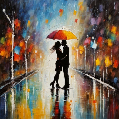 romantic scene,walking in the rain,oil painting on canvas,umbrellas,man with umbrella,romantic portrait,in the rain,art painting,couple in love,umbrella,dancing couple,oil painting,romantico,young couple,romantica,two people,love in air,love couple,loving couple sunrise,enamorado
