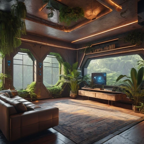 living room,livingroom,sitting room,interior design,cryengine,ornate room,apartment lounge,tropical jungle,vivarium,tropical house,cabin,dandelion hall,interiors,beautiful home,game room,uncharted,forest house,great room,terrarium,tanoa,Photography,General,Sci-Fi