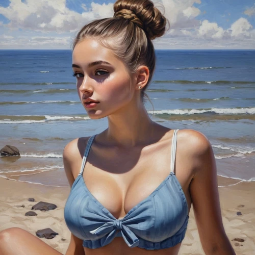 donsky,beach background,by the sea,azzurro,topknot,on the shore,photorealist,ocean blue,yulia,mediterrean,pushkina,zhuravleva,beach scenery,azzurra,eleonora,on the beach,ponytail,seaside,young woman,ocean,Conceptual Art,Fantasy,Fantasy 15