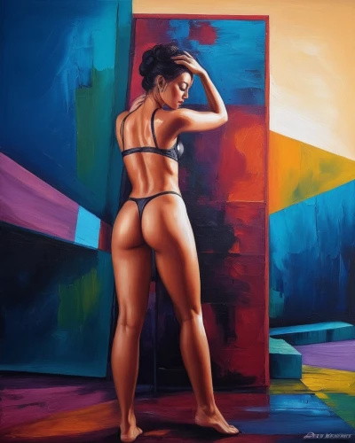 oil painting on canvas,art painting,thick paint,oil on canvas,italian painter,oil painting,painter,pintura,meticulous painting,mexican painter,fine art,woman's backside,painting,oil paint,bodypaint,welin,pintor,baartman,neon body painting,hyperrealism,Illustration,Realistic Fantasy,Realistic Fantasy 25