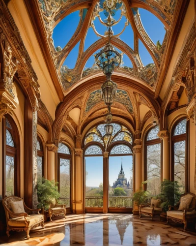 peles castle,ornate room,palatial,palladianism,fairy tale castle,luxury home interior,fairytale castle,opulently,mirogoj,mansion,luxury property,marble palace,nemacolin,chateau,conservatory,chateauesque,dunrobin castle,roof domes,persian architecture,luxury bathroom,Illustration,Retro,Retro 19