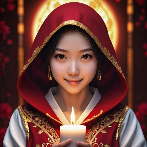 chuseok,fortuneteller,zhiyuan,hanbok,fortune telling,fortune teller,lilin,jinling,daxia,qianwen,nunsense,zuoyun,vajrayana,hyang,feifei,tea light,qianfei,haeju,mystical portrait of a girl,xiaohua,Photography,General,Realistic