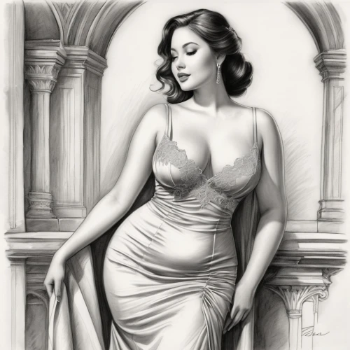 retro pin up girl,shapewear,art deco woman,valentine pin up,corsetry,vergara,watercolor pin up,pin-up model,curvaceous,pin-up girl,proserpina,vintage drawing,pin up girl,seoige,valentine day's pin up,messalina,italienne,vintage woman,pin ups,curvier,Illustration,Black and White,Black and White 30