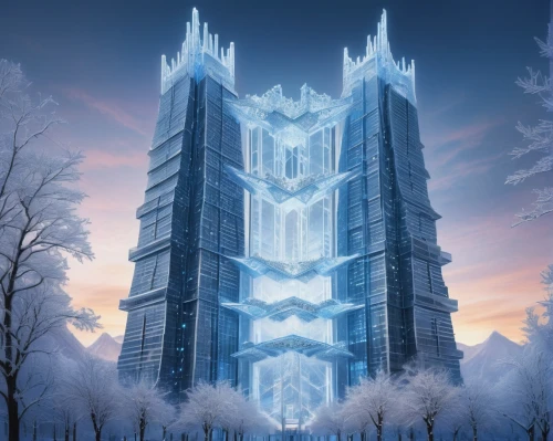 ice castle,tirith,allspark,snowhotel,castle of the corvin,thingol,nidaros cathedral,icewind,winterfell,snow house,jotunheim,haunted cathedral,cube background,knight's castle,highborn,hall of the fallen,fairy tale castle,cathedral,white temple,winterplace,Illustration,Realistic Fantasy,Realistic Fantasy 15