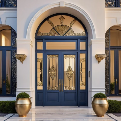 hinged doors,entryways,blue doors,front door,entryway,metallic door,doors,entranceways,sursock,luxury property,doorkeepers,entranceway,house entrance,doorways,garden door,entrances,gold stucco frame,art deco,exterior decoration,steel door,Photography,General,Realistic