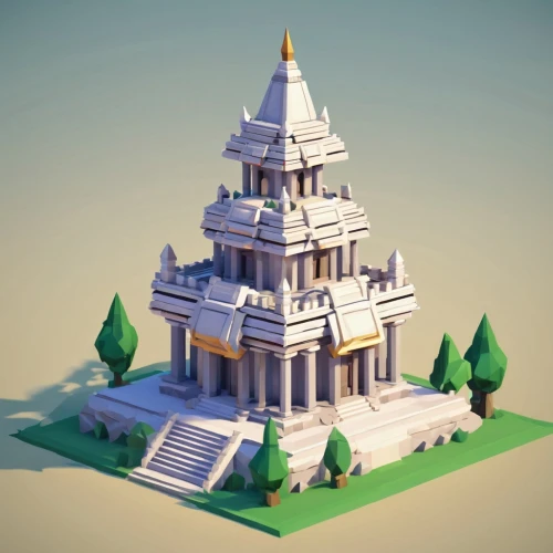 stone pagoda,chortens,voxel,stupa,lowpoly,vimana,step pyramid,ziggurat,basil's cathedral,besiege,3d render,temple,3d model,white temple,stupas,voxels,ancient city,tikal,stone pyramid,isometric