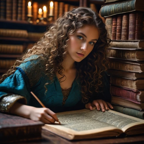 girl studying,bibliophile,librarian,spellbook,bookworm,manuscripts,bibliographer,scholar,hermione,ravenclaw,bookish,libris,authoress,magic book,reading,paleographer,bibliographical,tutor,wilkenfeld,book antique,Photography,General,Fantasy