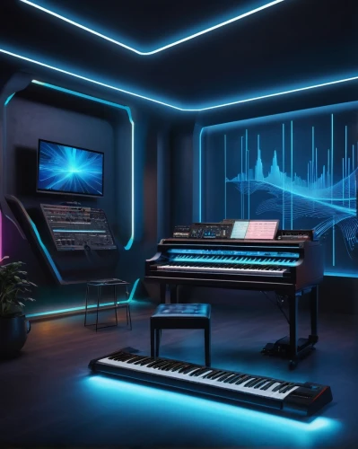 synth,aqua studio,synths,synthesizers,music studio,pianos,synthesizer,piano,piano keyboard,electrohome,studios,grand piano,spaceship interior,midi keyboard,synthy,the piano,mellotron,synthesiser,clavinet,estudios,Photography,General,Fantasy