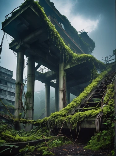 moss landscape,overgrowth,abandoned place,scampia,abandoned places,overgrown,ecotopia,kudzu,phytoremediation,lost place,lostplace,shaoming,grass roof,hashima,roof landscape,abandoned building,abandoned,lost places,industrial ruin,yavin,Conceptual Art,Daily,Daily 04