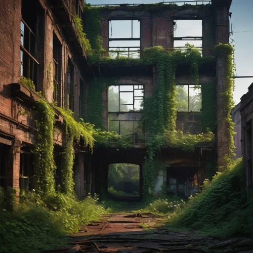 abandoned place,abandoned places,lost place,abandoned factory,industrial ruin,lostplace,derelict,lost places,abandoned building,dereliction,abandoned,old factory,gunkanjima,ruin,abandoned school,overgrowth,urbex,ruins,abandonded,decay,Illustration,Japanese style,Japanese Style 16