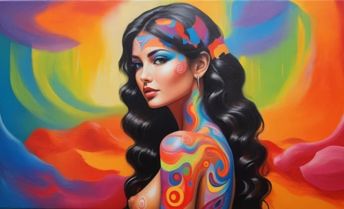 chicana,welin,neon body painting,tretchikoff,viveros,flamenca,pintura,bohemian art,chicanas,bodypainting,mexican painter,grafite,oil painting on canvas,body painting,polynesian girl,peruvian women,bodypaint,promethea,art painting,vibrantly,Illustration,Vector,Vector 07