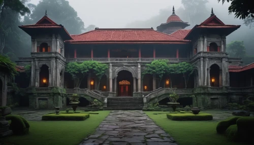 asian architecture,witch's house,forest house,house in the forest,ancient house,javanese traditional house,house silhouette,dreamhouse,istana,mansion,ghost castle,baan,stone palace,sanctum,beautiful home,teahouse,grand master's palace,dandelion hall,witch house,temples,Photography,Black and white photography,Black and White Photography 11