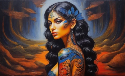 dakini,baoshun,tretchikoff,apsara,chicana,ashkali,indian woman,revati,indian art,tantrik,inanna,shakuntala,vishwamitra,chicanas,vimalamitra,indian girl,sashti,kriya,draupadi,kaliyuga,Illustration,Realistic Fantasy,Realistic Fantasy 06