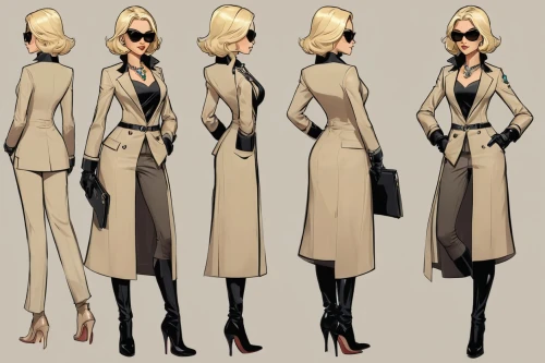 trenchcoat,long coat,spy,fashion vector,spy visual,vesper,turnarounds,vermouth,coat,overcoat,maxmara,overcoats,shirtdresses,kommissar,tilda,maetel,femme fatale,longhena,concept art,greatcoat,Unique,Design,Character Design