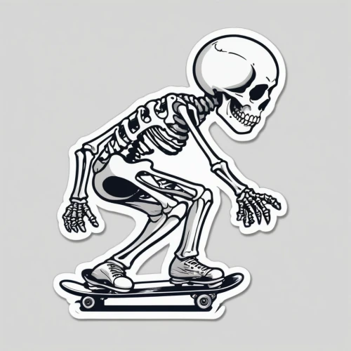 skelemani,skelly,skeletal,vintage skeleton,skating,skeleton,rollerskating,skater,skulk,skate board,boney,osteoporotic,skeleltt,roll skates,skeletonized,skates,speedskating,osteoporosis,skelid,danse macabre,Unique,Design,Sticker