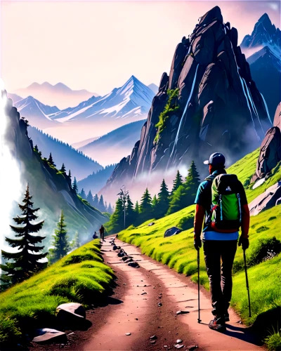 world digital painting,mountain scene,landscape background,alpine landscape,alpine route,alpine crossing,mountain hiking,backpacking,mountain landscape,hikers,trekking,hiking path,digital painting,mountains,watercolor background,mountainous landscape,high alps,treks,wandervogel,backpackers,Conceptual Art,Graffiti Art,Graffiti Art 07