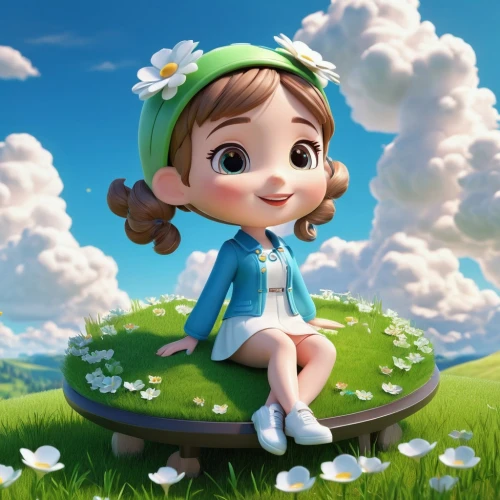 agnes,cute cartoon character,cute cartoon image,dorthy,daisylike,miette,sylbert,little girl fairy,spring background,children's background,little girl in wind,pippi,storybook character,saria,springtime background,arrietty,girl and boy outdoor,melody,eloise,cartoon flower,Unique,3D,3D Character