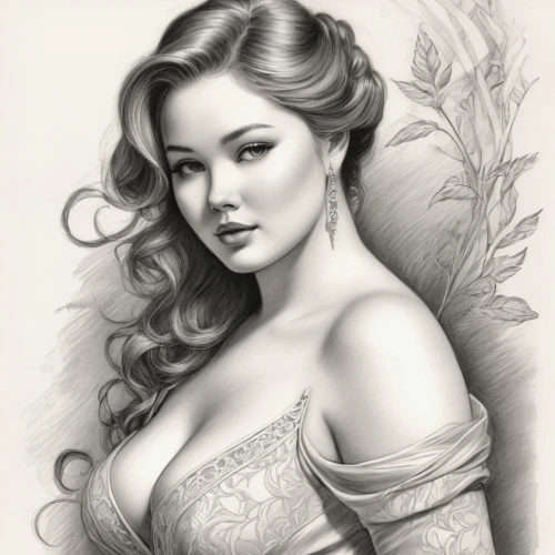 pencil drawings,valentine pin up,pencil drawing,fantasy portrait,sichuanese,valentine day's pin up,vietnamese woman,retro pin up girl,fantasy art,viveros,oriental girl,pin-up girl,corsetry,oriental princess,asian woman,romantic portrait,rosson,charcoal drawing,zilin,victorian lady,Illustration,Black and White,Black and White 30
