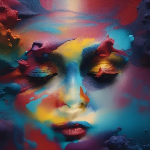 multicolor faces,rankin,toucouleur,synesthesia,neon body painting,spray paint,bodypainting,pigments,chevrier,woman face,abstract artwork,vibrantly,coloristic,airbrush,woman's face,dream art,colorimetry,visage,abstract painting,oil painting on canvas,Photography,Artistic Photography,Artistic Photography 05