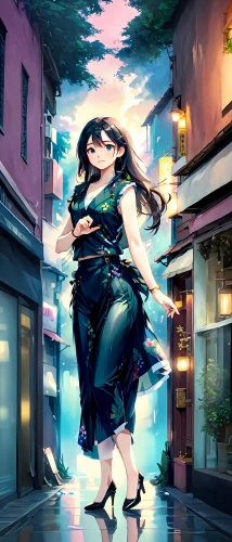 tifa,uzuki,shakugan,chidori,skuld,bohua,yomiko,ichiko,fukawa,girl walking away,rumiko,aria,asami,alleyway,art background,korra,rinko,alley,toko,kayano