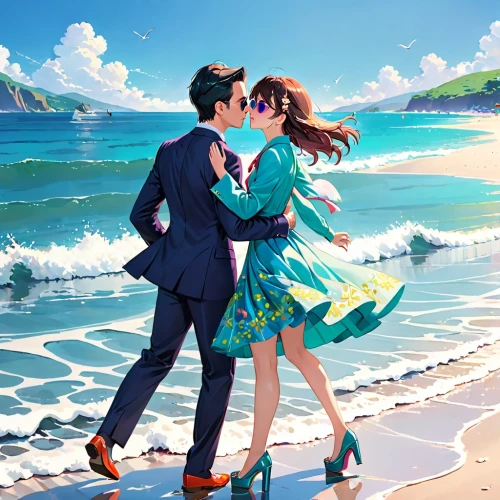 beach background,honeymoon,ocean background,ocean view,shinran,by the sea,sea ocean,seaside,romantic scene,beach scenery,open sea,sun and sea,beach walk,tomoharu,romantic portrait,lover's beach,oceanview,kissing,emerald sea,summer background,Anime,Anime,Realistic