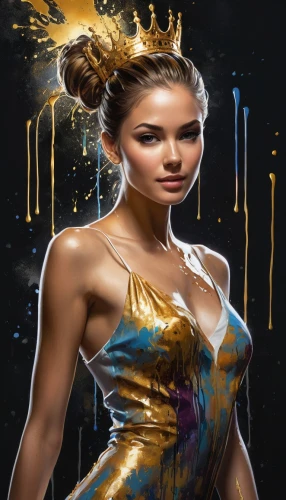 golden crown,world digital painting,margairaz,amihan,derivable,gold crown,etheria,eretria,chunli,hippolyta,gandhari,margaery,fantasy art,frigga,gold foil crown,kitana,inanna,yellow crown amazon,celtic queen,queenship,Conceptual Art,Graffiti Art,Graffiti Art 08