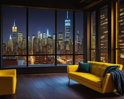 penthouses,apartment lounge,minotti,manhattan skyline,livingroom,great room,new york skyline,luxe,manhattan,hoboken condos for sale,modern room,sky apartment,living room,gansevoort,with a view,cityscape,roof terrace,condos,kimpton,shared apartment,Illustration,Realistic Fantasy,Realistic Fantasy 26
