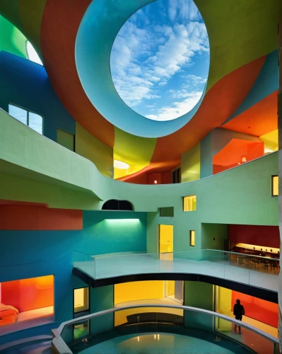 hejduk,corbu,lubetkin,seidler,atrium,savoye,hemispheric,boijmans,skylights,guggenheim museum,schirn,cubic house,corbusier,hotel w barcelona,atriums,bicocca,mahdavi,colorful facade,saturated colors,docomomo,Photography,Artistic Photography,Artistic Photography 09