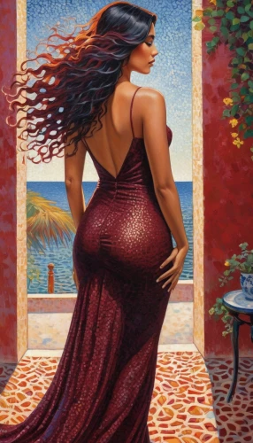 flamenca,flamenco,ofili,inanna,chicana,mexican painter,woman's backside,mujer,pasodoble,oshun,sirena,man in red dress,peruvian women,tretchikoff,soumaya,girl in a long dress from the back,viveros,hildebrandt,habanera,jasinski,Conceptual Art,Daily,Daily 31